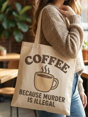 ☕️ Hello Coffee! Fame Coffee Because Murder Is Illegal Tote Bag